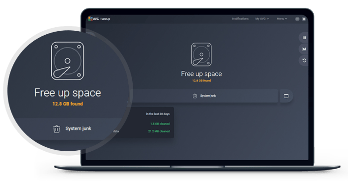 AVG TuneUp removes unnecessary files and junk from your browser and system to free up tons of space.