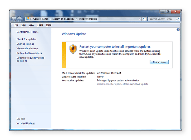 Windows Update-Bildschirm