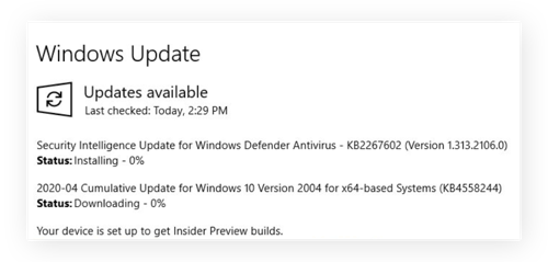 Pop-upvenster van Windows Update geeft aan dat een update bezig is met downloaden en installeren.