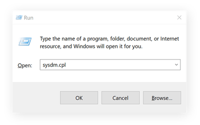 Opening System Properties to manage paging file size.