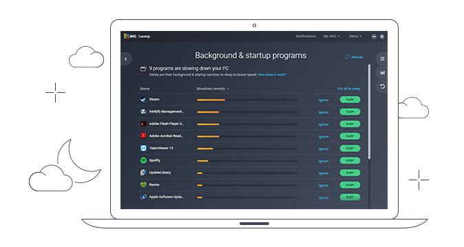 Using Sleep Mode in AVG TuneUp.
