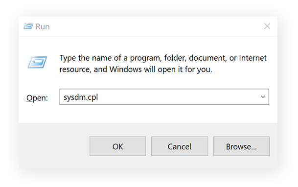 Opening System Properties to manage paging file size.