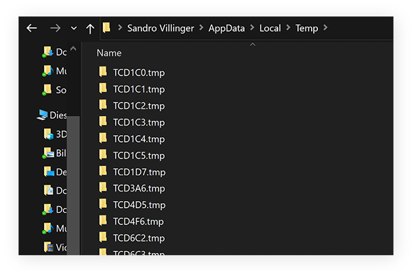 A bug with temporary files in Windows 10.