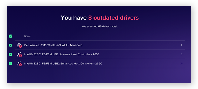 Driver Updater in AVG TuneUP scanning for outdated drivers.