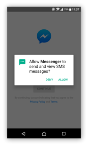 An Android app permissions request from Facebook Messenger.