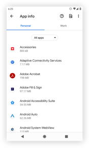Viewing all apps in Android 11.