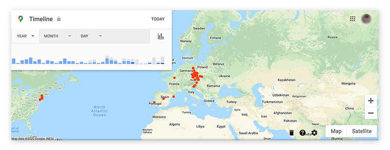 Using Google's location timeline lets you see where you've been and all the location of all the photos you've taken.