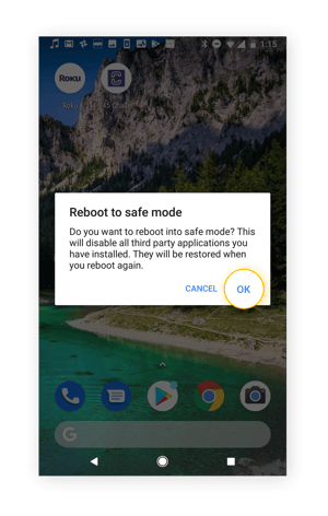 Verwenden Sie den abgesicherten Modus, um bösartige Apps aufzuspüren.