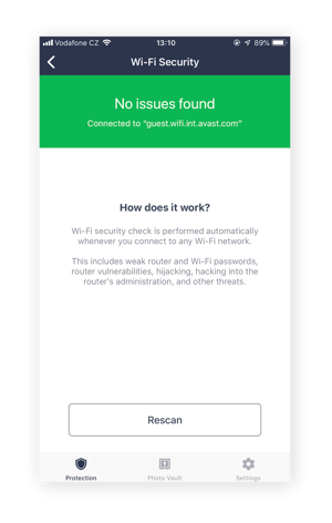 AVG Mobile Security untersucht WLAN-Netzwerke um festzustellen, ob sie sicher sind.
