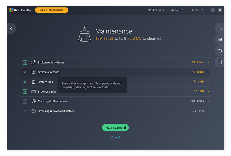Launching the Automatic Maintenance feature in AVG TuneUp.