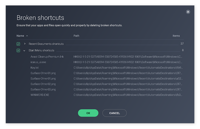How to see your broken shortcuts in AVG TuneUp.