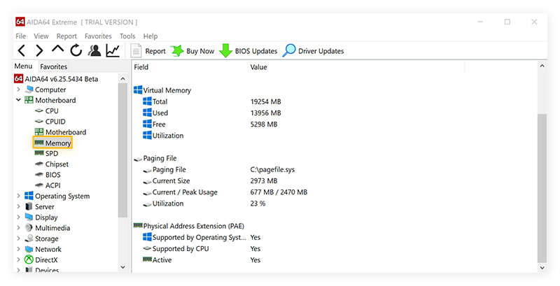 Run AIDA Extreme specifications