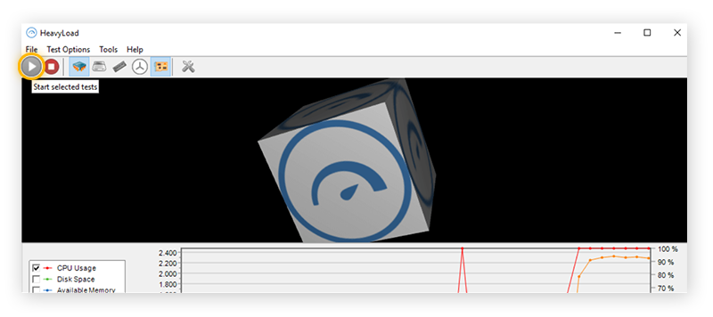 Running HeavyLoad to test your CPU or GPU.