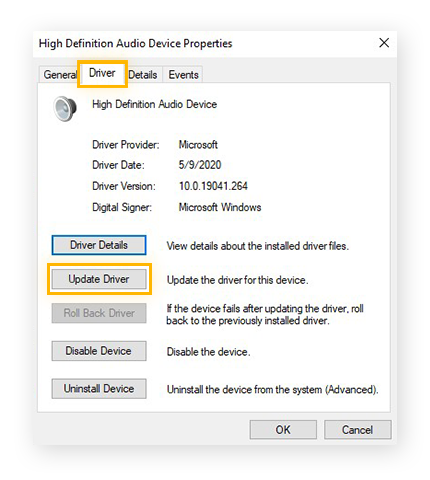 Actualizar controladores de audio desde el Administrador de dispositivos de Windows 10