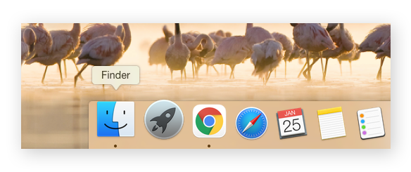 De app Finder in het Dock op de Mac