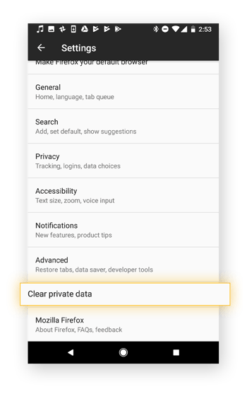 The "clear private data" tab will help you clear all your personal data.