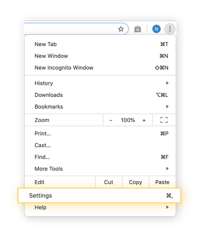Open up your Settings to get started deleting cookies on Chrome.