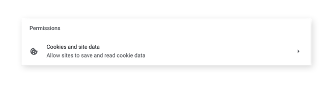 Open up "Permissions" to access "Cookies and site data".