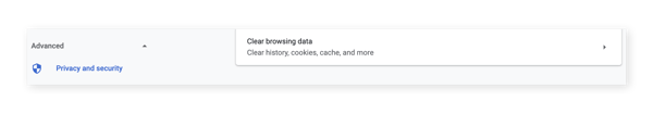     Ve a la tuya "Avanzada" configuración y seleccione la propiedad "Borrar datos de navegación" para obtener directamente para eliminar las cookies.
