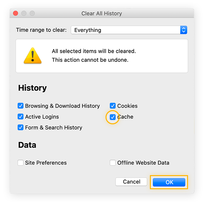 clear cache google chrome shortcut mac