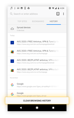 Here's how to delete history in Firefox mobile.