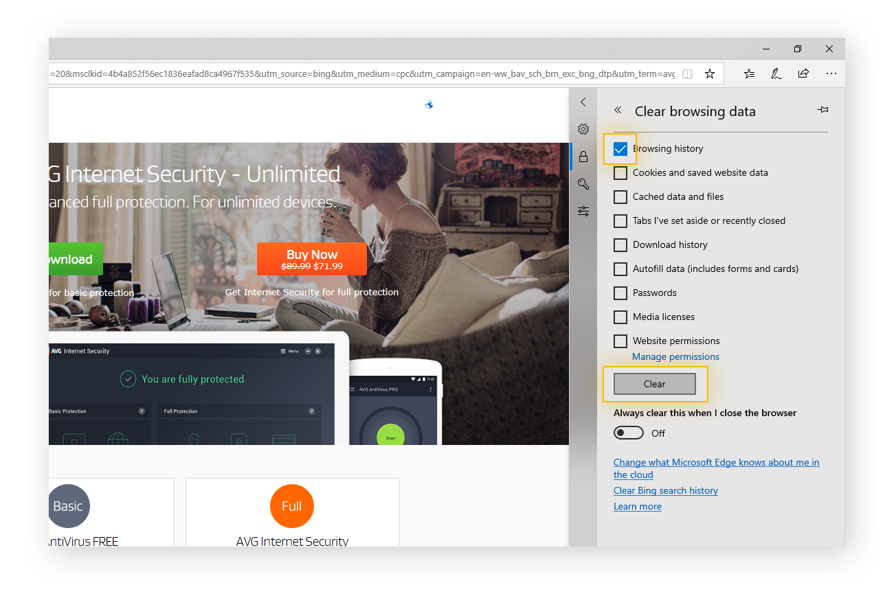 You're all done clearing history in Edge!