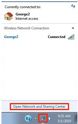 Pour trouver votre IP locale sur Windows 7, cliquez d’abord sur « Centre réseau et partage ».