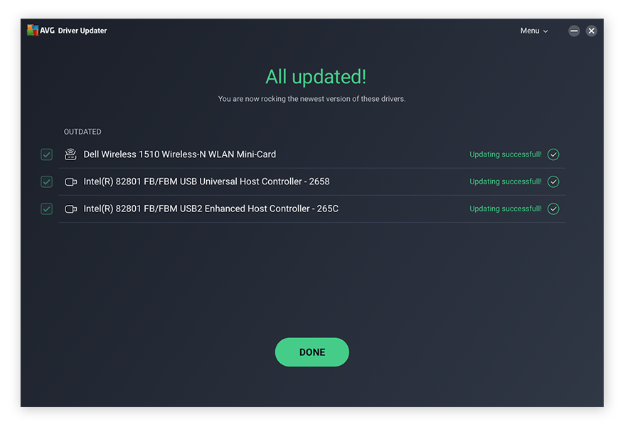 AVG Driver Updater automatically keeps your drivers updated.
