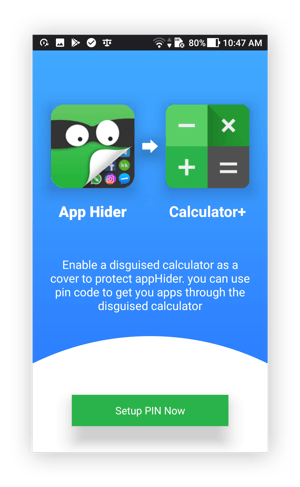 Activating the Calculator+ feature in App Hider for Android
