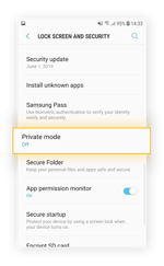 Le menu Écran de verrouillage et sécurité dans Android 8.0 Oreo sur un Samsung Galaxy 7