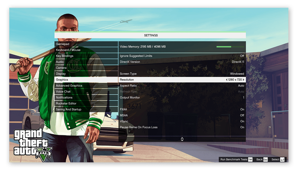 Paramètres graphiques de Grand Theft Auto V pour Windows 10
