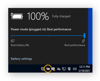 You can optimize gaming performance on your laptop by setting your battery to Best performance.