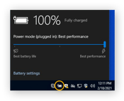 You can optimize the gaming performance on your laptop by setting the battery to the best performance.