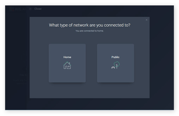 Elegir una red doméstica o pública con la herramienta Inspector de red en AVG AntiVirus FREE para Windows 10