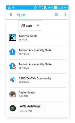 Schermata delle impostazioni delle app in Android