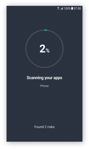AVG AntiVirus for Android performing a malware scan.