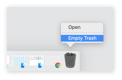 Emptying the Trash in macOS.