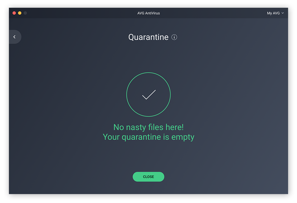 Clearing out the quarantine in AVG AntiVirus.