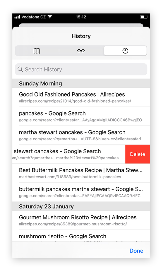 avg clear browsing history