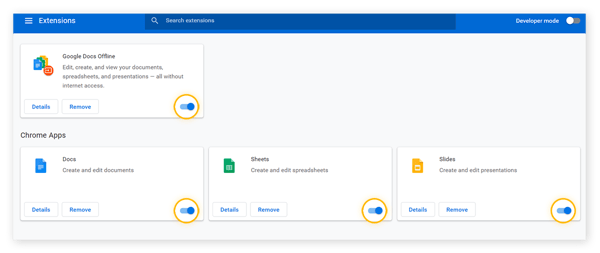  El menú de extensiones de Google Chrome muestra las extensiones.