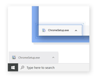  Un file di download pop-up sul sistema operativo Windows. Il file è ChromeSetup.exe