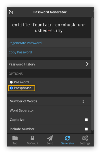 Cómo crear una frase de contraseña segura con BitWarden