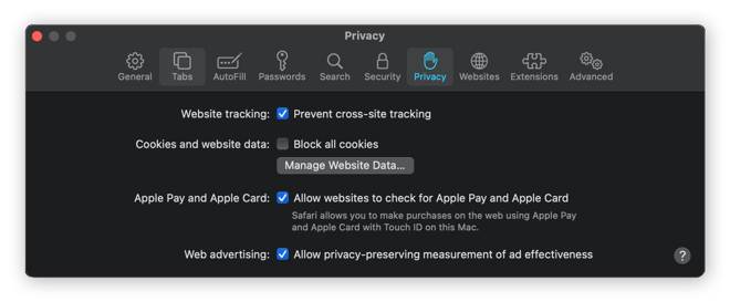 The Privacy settings in Safari for macOS