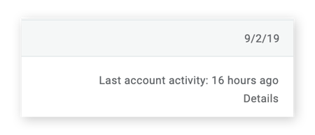 O link de detalhes da atividade da conta no Gmail