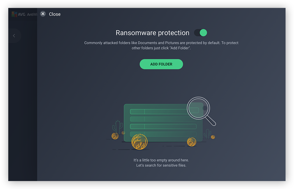 AVG AntiVirus tiene protección contra el ransomware incorporada para mantener sus archivos importantes a salvo.