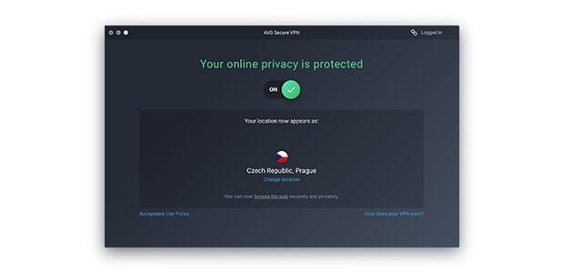 AVG Secure VPN for Mac user interface