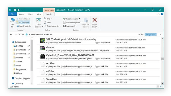 Find Large Files Windows