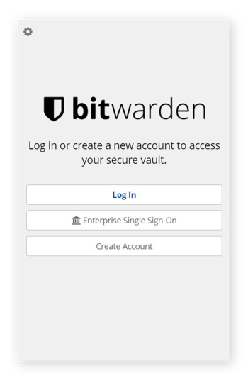 Screenshot of the Bitwarden extension login view