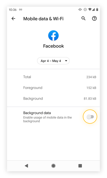Restriction background data usage of a specific app