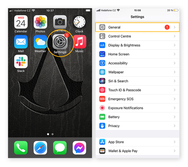 Navigate to the General tab within the Settings app to restrict background app refresh on individual iPhone apps.